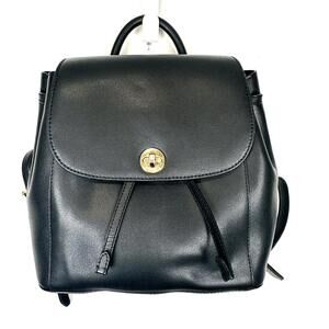 Michael Kors Black Leather Medium Sized Backpack Gold Hardware